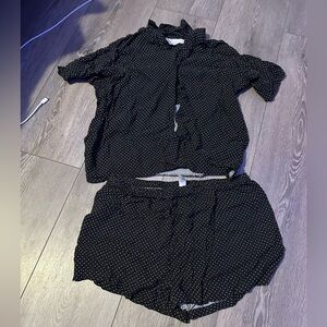 black polka dot pj set